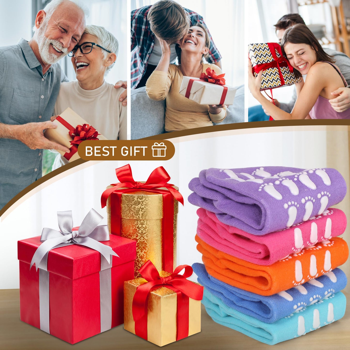 jeuhut Pilates socks for women，Non Slip Grippy Ankle Socks for Yoga Barre Hospital Slipper Socks (12pairs foot)