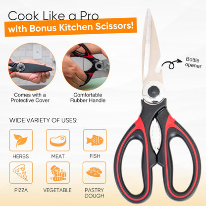 EZTICO 4-Piece Non-Toxic Cutting Board Set with Premium Scissors – BPA-Free Plastic and Rubber Chopping Boards for Kitchen Essentials with Organizer, Dishwasher Safe Accessories Holder.