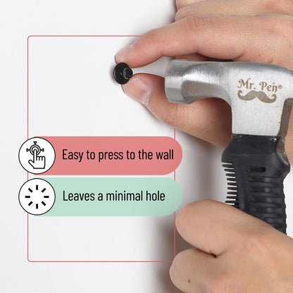 Mr. Pen- Double Headed Picture Hanging Nails, 50 Pack, Black, Push Pins for Wall