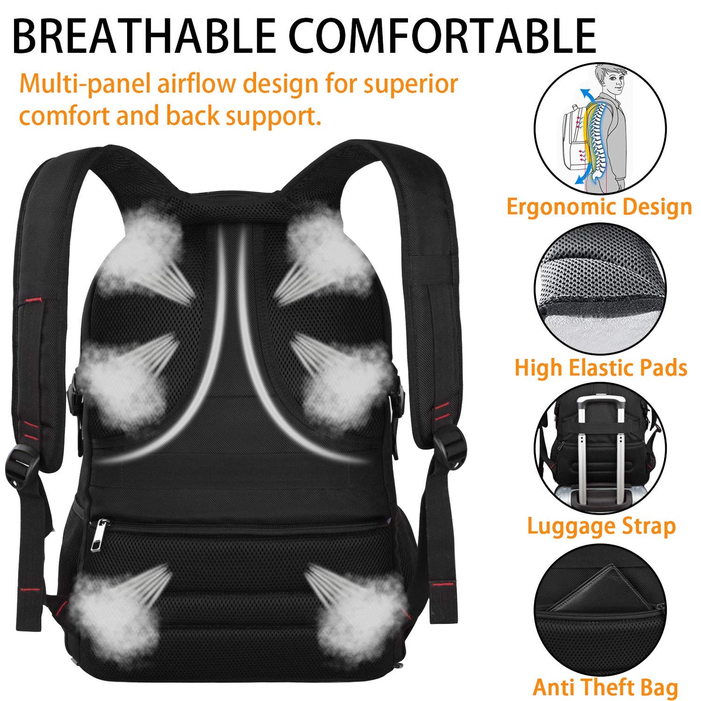 LTINVECK Travel Laptop Backpack, Extra Large Backpack for Men Women with USB Charging Port, TSA Friendly Heavy Duty Big Business Computer Bag Tech Backpacks Bag Fit 17 Inch Laptops, RFID Backbag