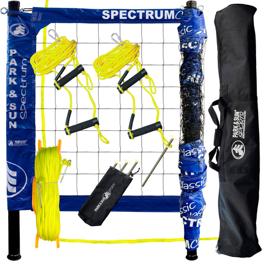 Park & Sun Sports Spectrum Classic: Portable Professional Outdoor Volleyball Net System, Denim Blue
