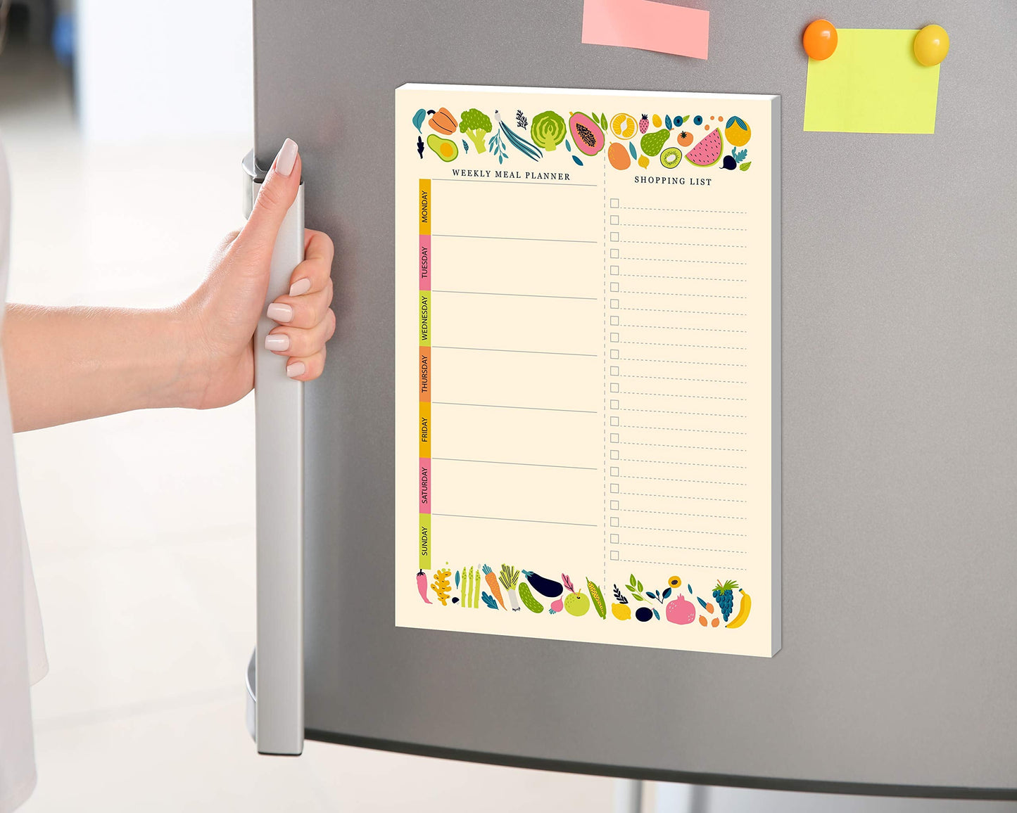 mudrit Magnetic Weekly Meal Planner Notepad with Tear Off Grocery Shopping List for Fridge | What To Eat Pad - 52 sheets, 7” x 10”