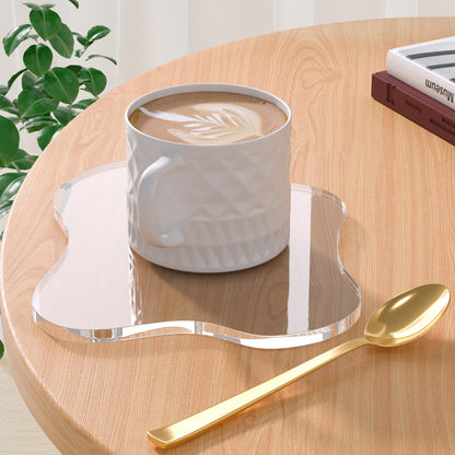 Leadiy Acrylic Coaster Decorative Plates, Irregular Bar Drink Coaster, Clear Cloud Shape Coffee Cup Coaster, Perfect for Tabletop Protection and Accessories Display.(Clear)