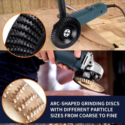 Pomsare 5PCS Angle Grinder Wood Carving Disc Set, 4 and 4 1/2 Angle Grinder Attachments with 5/8 inch Arbor, StumpGrinder Tool Grinding Wheel Shaping Disc for Wood Cutting, Cutting Wheel