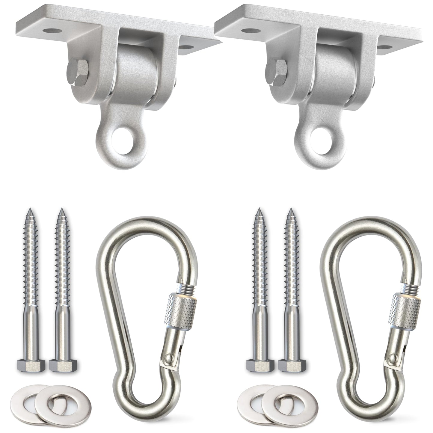 Jungle Gym Kingdom Swing Set Hangers - 2 Heavy Duty Brackets with Locking Snap Hooks for Porch, Patio, Playground - Indoor/Outdoor Hardware & Accessories