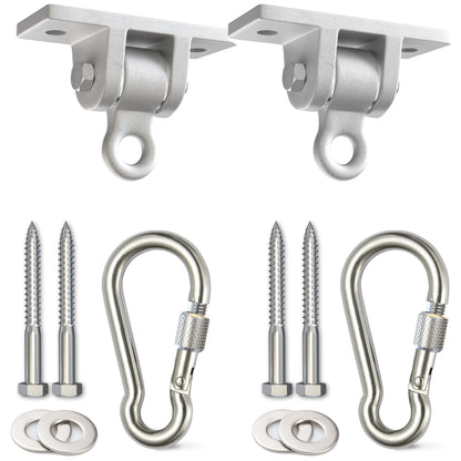 Jungle Gym Kingdom Swing Set Hangers - 2 Heavy Duty Brackets with Locking Snap Hooks for Porch, Patio, Playground - Indoor/Outdoor Hardware & Accessories