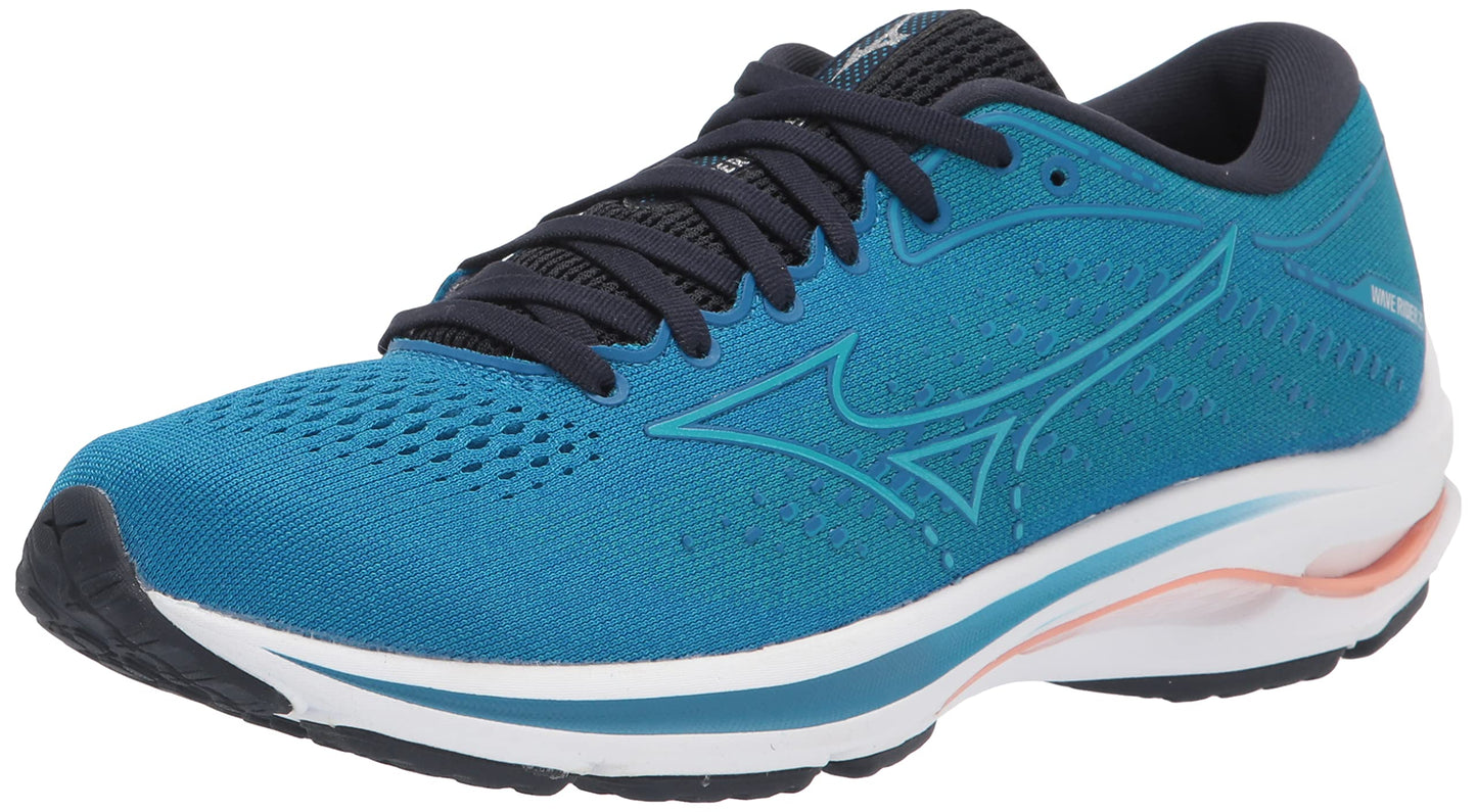 Mizuno Women's Wave Rider 25 | neutral Support Running Shoe |Eco Friendly Materials | Imperial Blue/Vivid Blue | US 8 Wide (D)