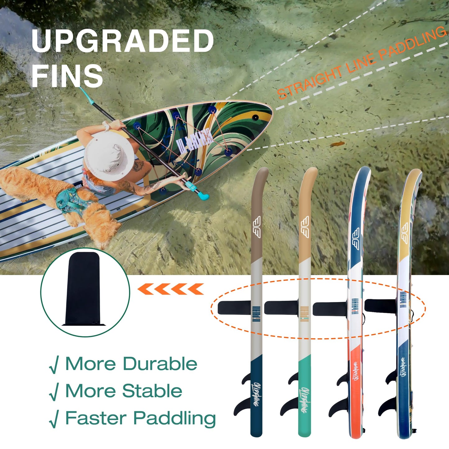 Niphean (Extra Large) Inflatable Paddle Board, SUP for 2+1 People/Family, Stand Up Paddle Board with (Beginner Friendly) StabilTrac Fin, Waterproof Phone Pouch, Paddle Boards for Adults, Gift Ideas