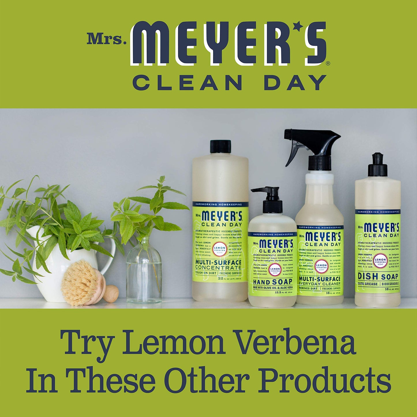 MRS. MEYER'S CLEAN DAY Liquid Dish Soap Refill, Biodegradable Formula, Lemon Verbena (48 Fl Oz (Pack of 1))
