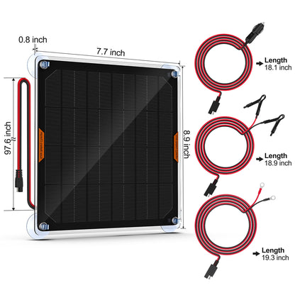 OYMSAE 5W 12V Solar Car Battery Charger Portable Waterproof Solar Power Battery Charger & maintainer with Trickle Cigarette Lighter Plug & Alligator Clip