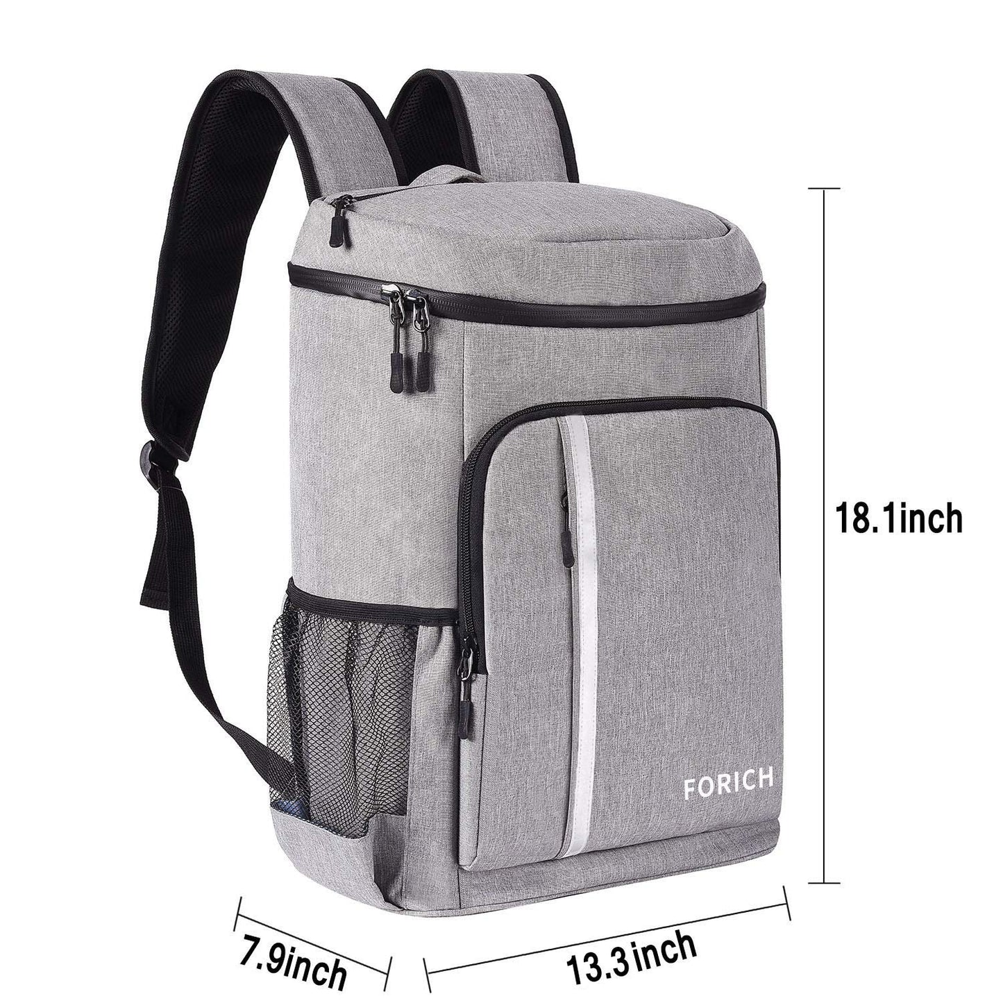 FORICH Backpack Cooler Leakproof Insulated Waterproof Backpack Cooler Bag, Lightweight Soft Beach Cooler Backpack for Men Women to Work Picnics Camping Hiking, 30 Cans(Grey)