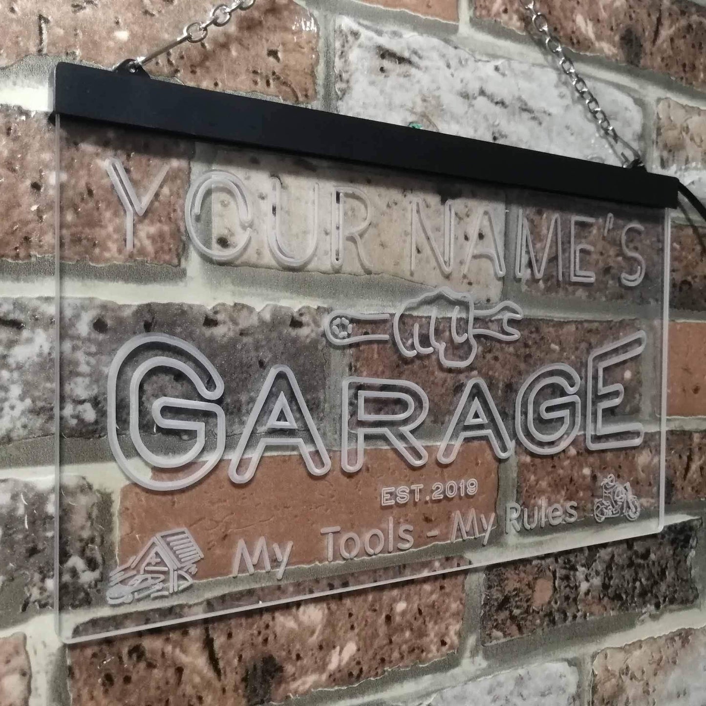 ADVPRO Personalized Your Name Est Year Theme Garage Man Cave Decor Dual Color LED Neon Sign Red & Blue 24" x 16" st6s64-pp1-tm-rb