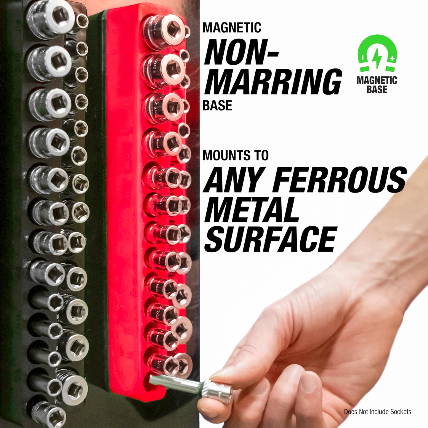 OEMTOOLS 22487 3 Piece Metric Magnetic Socket Organizers for Toolboxes, Socket Holder, Black Tool Box Organizer