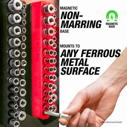 OEMTOOLS 22487 3 Piece Metric Magnetic Socket Organizers for Toolboxes, Socket Holder, Black Tool Box Organizer