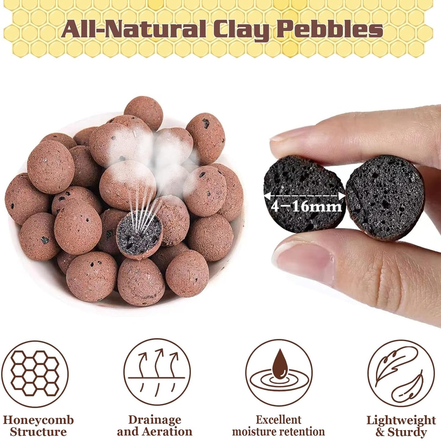 Legigo 2 LB Organic Leca Clay Pebbles for Plants, 4mm-16mm 100% Natural Leca Balls for Indoor Plants, Hydroton Clay Pebbles for Plants Hydroponic Aquaponics Growing Orchid Drainage Terrarium