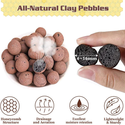 Legigo 2 LB Organic Leca Clay Pebbles for Plants, 4mm-16mm 100% Natural Leca Balls for Indoor Plants, Hydroton Clay Pebbles for Plants Hydroponic Aquaponics Growing Orchid Drainage Terrarium