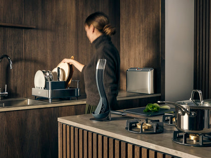 Joseph Joseph Extendable Dish Drying Rack with Dual Parts - Stainless Steel, Non-Scratch, Movable Utensil Drainer & Drainage Spout, Gray