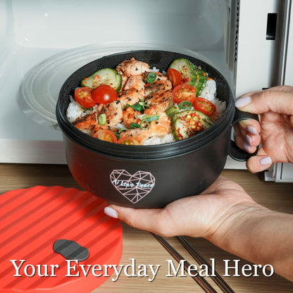 AI LOVE PEACE Ramen Bowl, 40 oz Microwaveable Noodle Cooker for Ramen, Pho, Soup, and Pasta, Dishwasher Safe and Portable, Ideal for Home, Office, Dorm, or Gift (Red)