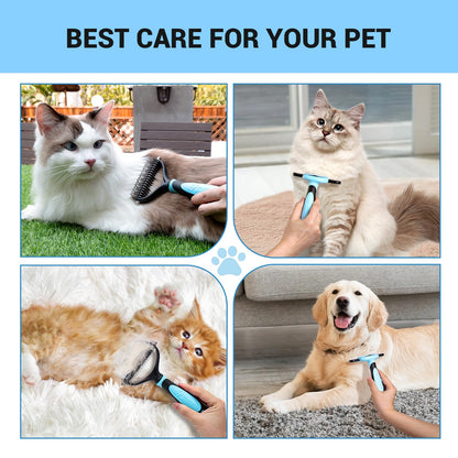 MIU COLOR Dog Brush Kit 2PCS, Deshedding Dog Brush & 2 Sided Undercoat Rake for Dogs & Cats, Long Medium Hair Deshedding Tool, Effective Dog Brush Set Removing Knots, Mats, Tangles, Extra Wide