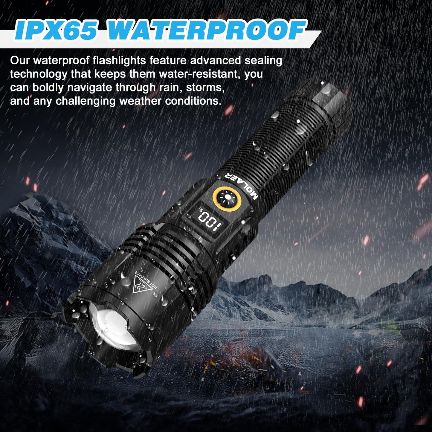 MOLAER Rechargeable Flashlights 2200 High Lumens, Super Bright LED Flashlight with Zoomable, 6 Modes, IPX6 Waterproof, Powerful Tactical Handheld Flash Light for Camping, Hiking, Emergencies