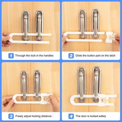 8 Pack Baby Sliding Cabinet Locks - Vmaisi Adjustable U Shaped Child Safety Locks,Childproof Latches for Kitchen Bathroom Storage Cupboards Doors, Handles and Knobs White