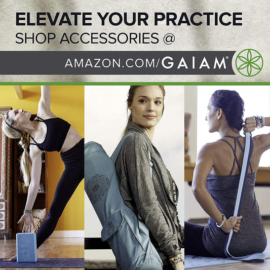 Gaiam Yoga Mat - 5mm Thick Yoga Mat - Non-Slip Exercise Mat for All Types of Yoga, Pilates & Floor Workouts - Textured Grip, Cushioned Support, Variety of Designs (24 x 68 inches long). High Tide Point