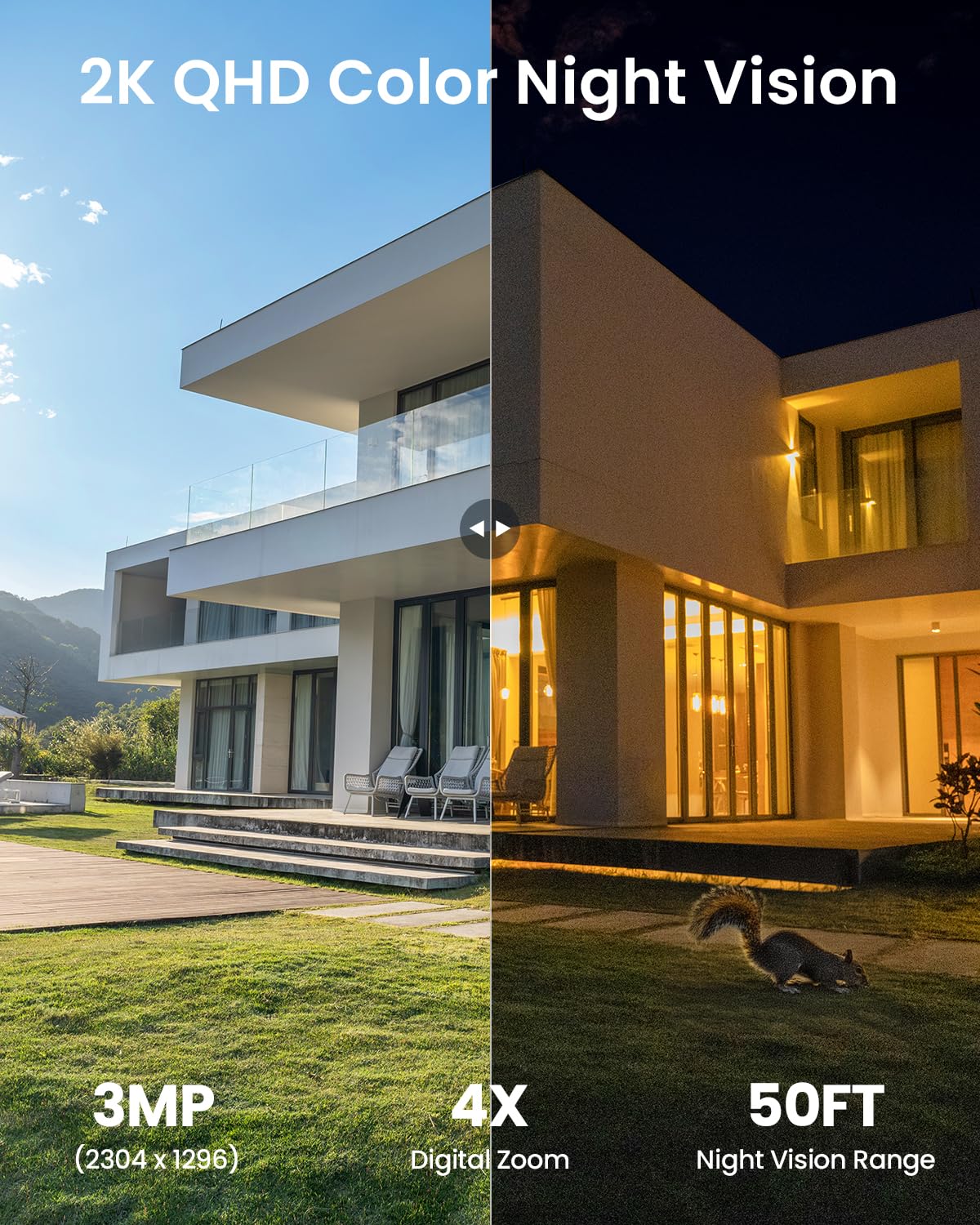 ieGeek Solar Camera Outdoor Wireless, 2K Outside Cameras for Home Security, Embedded Solar Panel, AI Motion Detection, Smart Spotlight & Alarm, No Hub Needed, 2 Pack