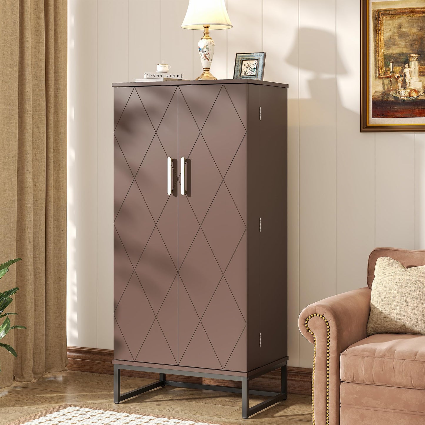 kepptory 51” Pantry Cabinets, Freestanding Kitchen Pantry Storage Cabinet with Adjustable Shelves, Buffet Cupboards Storage Cabinet for Home Office Use (Brown)