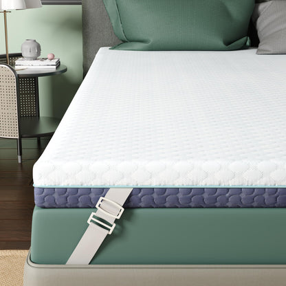 2 Inch Dorm Mattress Topper Twin Size, Memory Foam Mattress Topper for Back Pain Relief, Dorm Room Bed Topper with 2-Sided Breathable Cover, Ergonomic 5-Zone Design, Dorm Room Essentials