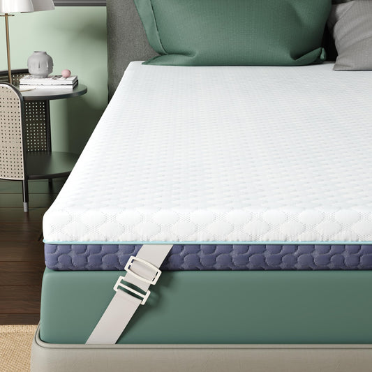 2 Inch Dorm Mattress Topper Twin Size, Memory Foam Mattress Topper for Back Pain Relief, Dorm Room Bed Topper with 2-Sided Breathable Cover, Ergonomic 5-Zone Design, Dorm Room Essentials