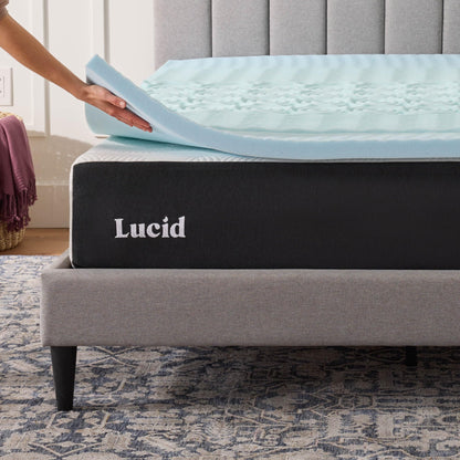 LUCID Mattress Topper, Twin XL, 2 Inch, Memory Foam Mattress Topper - 5 Zone Gel Infusion - CertiPUR Certified Foam