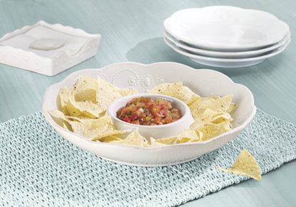 Lenox French Perle Chip and Dip Tray, White -