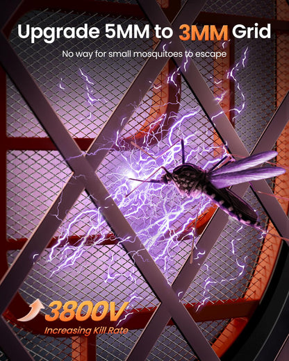 GAIATOP Electric Fly Swatter, 3800V Battery Powered Handheld Fly Zapper, 3-Layer Protection Grid Bug Zapper Racket for Home Bedroom Kitchen Office Backyard Patio Indoor Outdoor