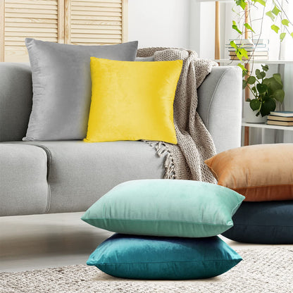 Nestl Throw Pillow Covers, Cozy Velvet Decorative Light Blue Pillow Covers 18 x 18 Inches, Soft Solid Couch Pillow Covers for Sofa, Bed and Car, Set of 2