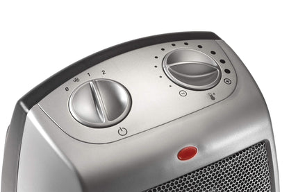Lasko Desktop Electric Ceramic Space Heater with Adjustable Thermostat, 2 Heat Settings and Fan Only Mode, 9.2 Inches, Silver, 754200