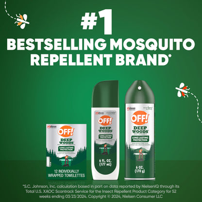 OFF! Deep Woods Insect Repellent Aerosol, Bug Spray with Long Lasting Protection from Mosquitoes and Ticks, 6 oz