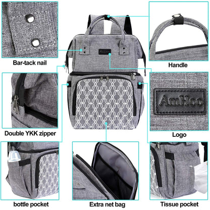 AmHoo Insulated Lunch Box Cooler Backpack Waterproof Leak-proof Lunch Bag Tote For Men Women Hiking Beach Picnic Trip with Strongest YKK Zipper Black