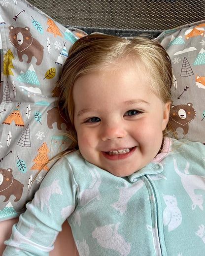 ALVABABY Toddler Pillowcases 2 Pack Organic Cotton Kids Pillow Cover Fit 13"x 18" or 12"x16" Envelope for Girl Boy Sleepy Travel Dinosaur Bear