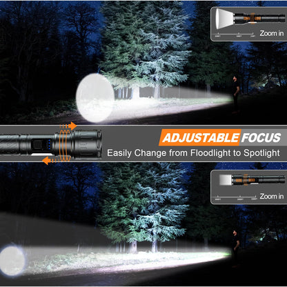 MOREVAC Flashlights High Lumens Rechargeable- Super Bright Tactical Magnetic LED Flash Light with 8 Modes,COB Work Light,Waterproof,Power Handheld Flashlight for Emergency,Hurricane,Hiking