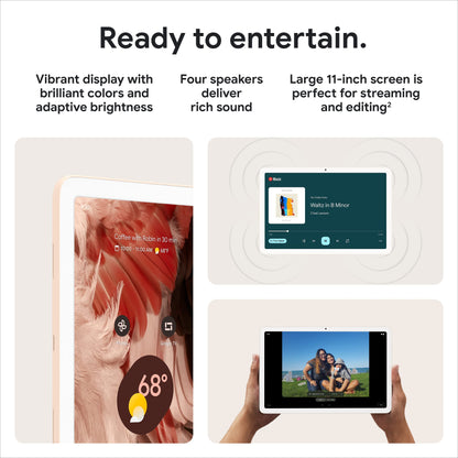 Google Pixel Tablet with Charging Speaker Dock - Android Tablet with 11-Inch Screen, Smart Home Controls, and Long-Lasting Battery - Porcelain/Porcelain - 128 GB