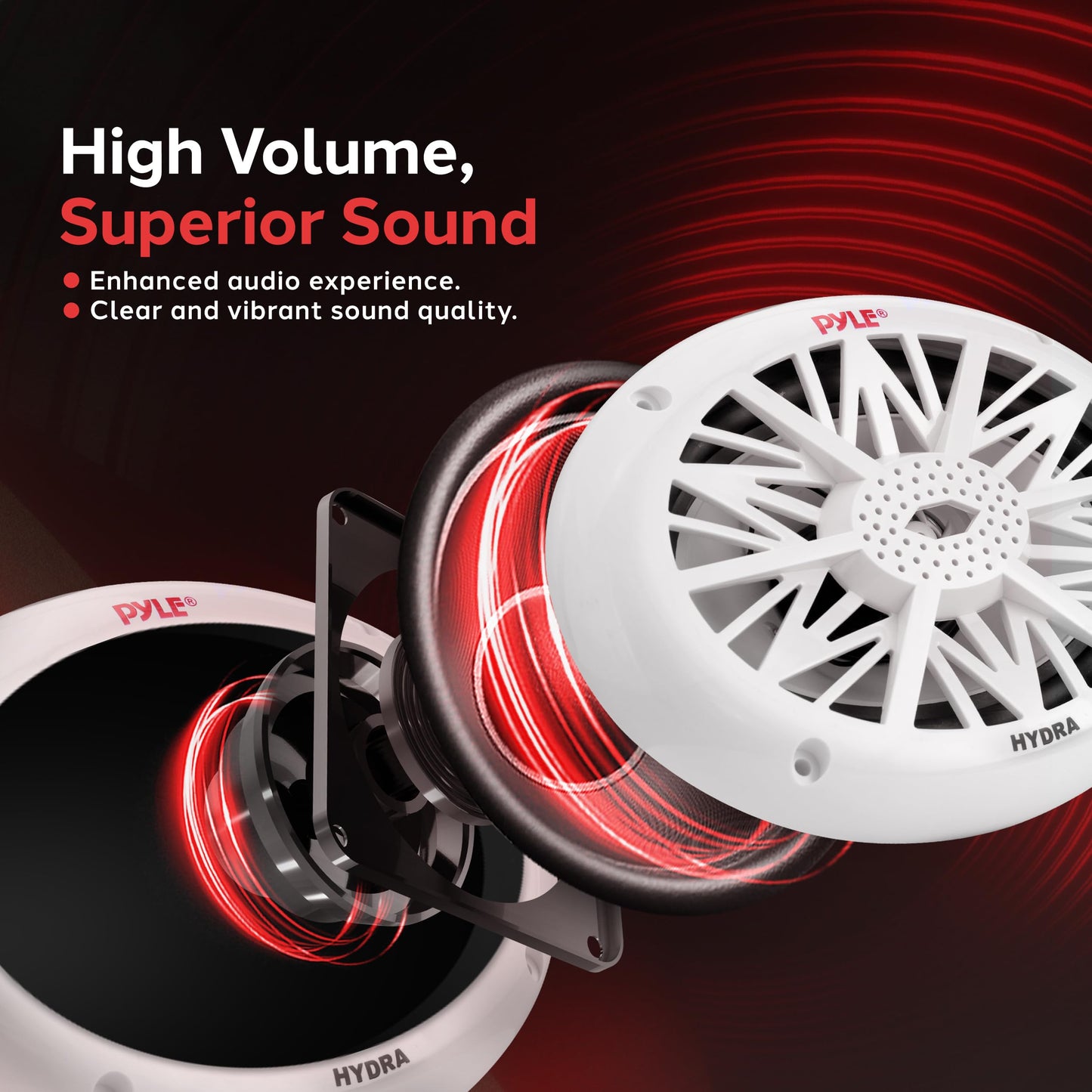 Pyle 6x9 Inch Dual Marine Speakers - 2 Way Waterproof and Weather Resistant Outdoor Audio Stereo Sound System with 260 Watt Power, Poly Carbon Cone and Cloth Surround - 1 Pair - PLMR692