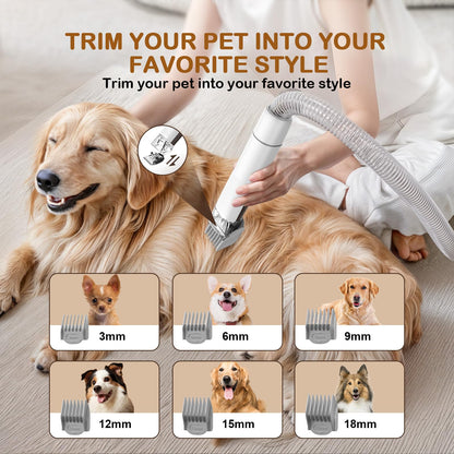 Ozumek Dog Grooming Vacuum, Dog Grooming Kit with Pet Clipper Nail Grinder, 3 Suction Modes Dog Brush Vacuum with 6 Pet Grooming Tools (Brown)