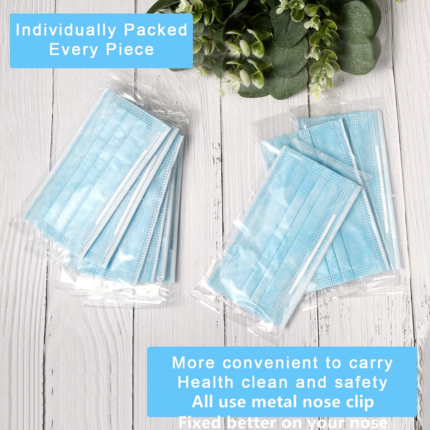 mystcare Disposable Face Mask 50 Pack Individually Packaged Wrapped Protection For Adults 3-layer Filter Safety Face Masks