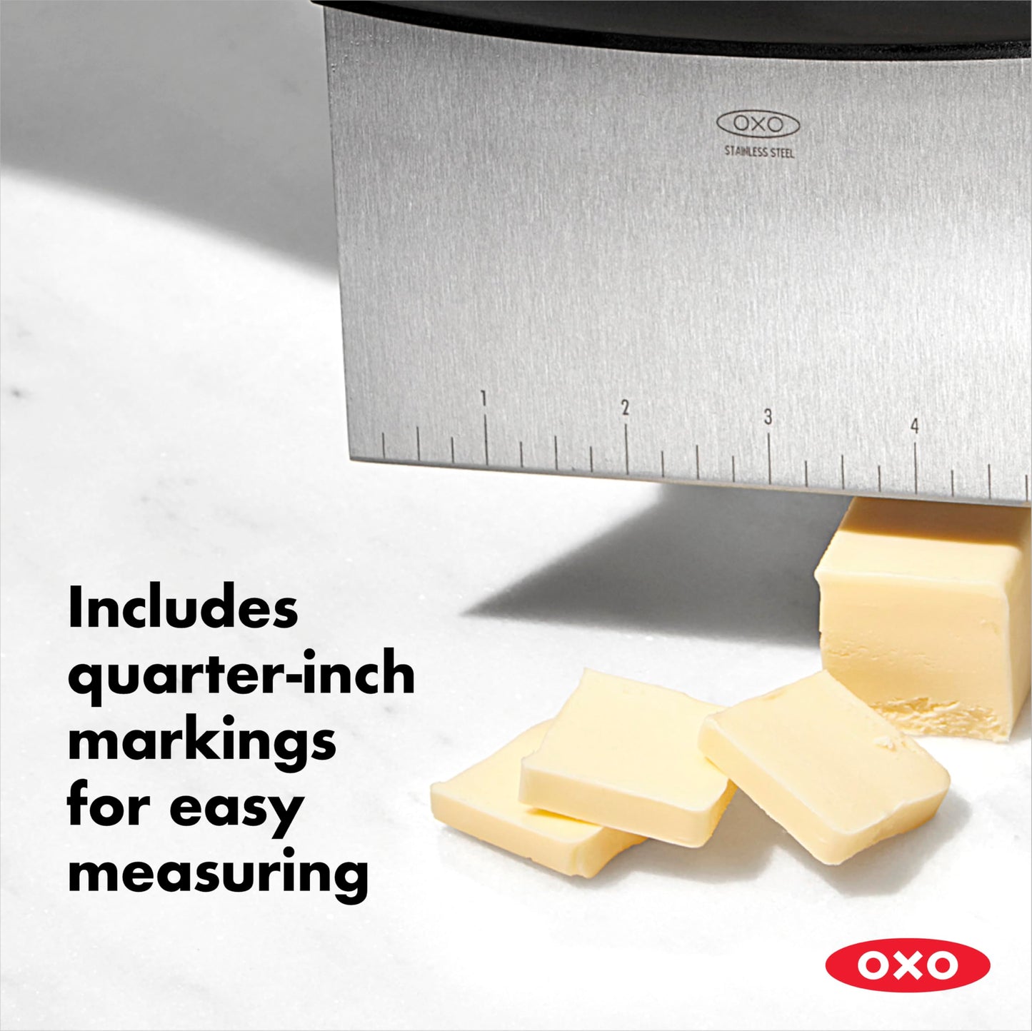 OXO Good Grips Stainless Steel Bench Scraper & Chopper, Dough Cutter for Baking
