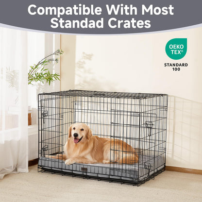 OhGeni Orthopedic Waterproof & Machine Washable Dog Bed for Medium Large Pets, Suitable for Crates, Cat Mat with 25D Egg Crate Foam, Non-Slip Bottom & Removable Cover, 35 Inches(Gray)