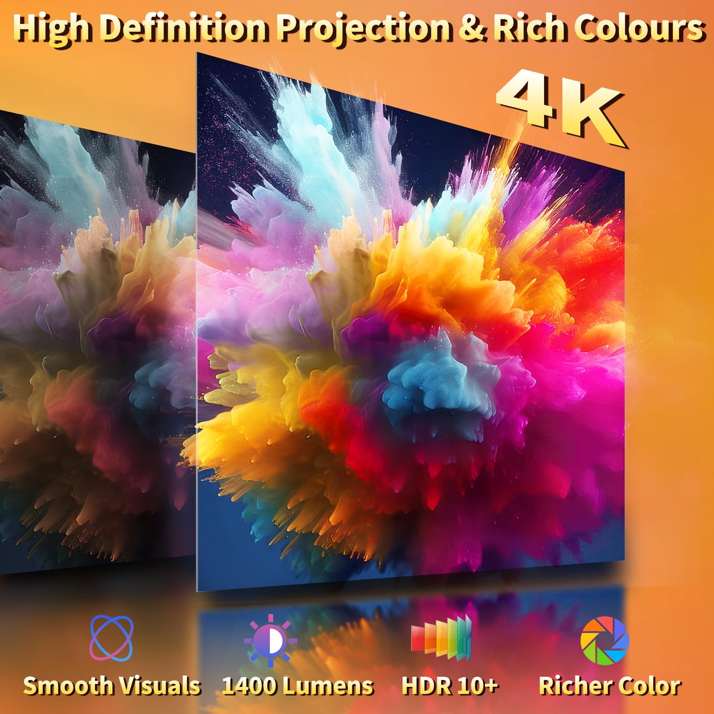 Mini Projector, Support 4K 1080P Portable Projector with Dual Band WiFi6 5G and Bluetooth 5.4, 270° Rotatable, Auto Keystone Correction, 35"-100" Video Projecto Compatible with HDMI/USB/Phone - White