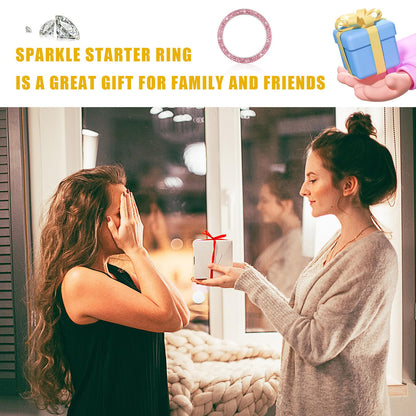 Kewucn Bling Crystal Double Rhinestone Car Engine Start Decoration Ring, Sparkling Push Start Button Sticker, Key Ignition & Knob Ring Decoration, Bling Car Interior Accessory(Pink)