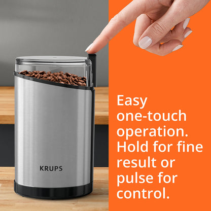 KRUPS Electric Coffee Grinder: 3 oz Capacity, 200 Watts - Versatile for Beans, Spices, Nuts - One-Touch Operation, Customizable Grind for 12 Cups - Ideal for Espresso, French Press