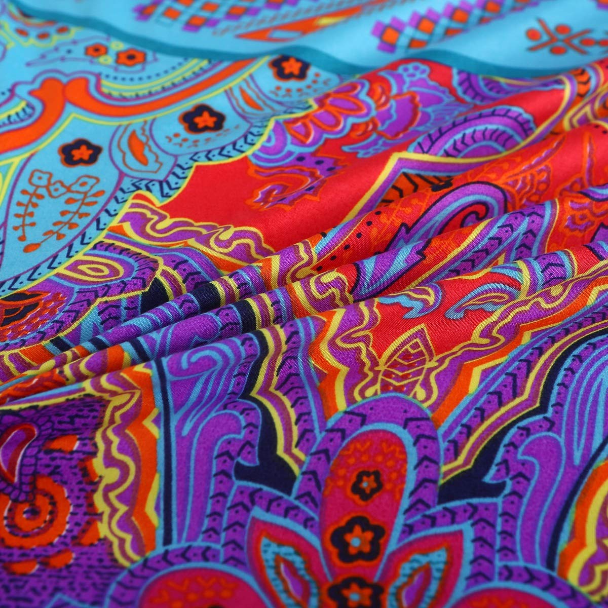 Pangzi Bohemian Retro Bedding Sheet Set,1 Fitted Sheet, 1 Flat, 2 Pillow Cases - 4 Piece (King, Red)