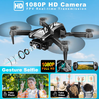 Mini Drone with Camera for Kids Adults-1080P FPV Camera Foldable Drone with Stable Altitude Hold, Gestures Selfie, Waypoint Fly, Auto-Follow, 3D Flip, One Key Start, 3 Speeds, 2 Batteries